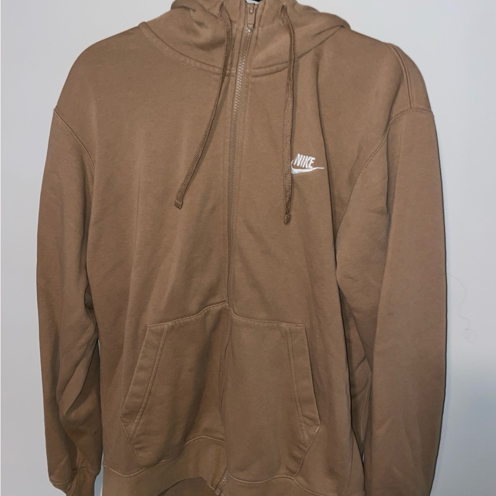 Nike Brown Zip Up Sweater with Hood